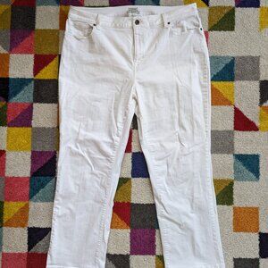 Women's LL Bean Classic Straight Leg White Jeans Size 20 Petite ID 506858